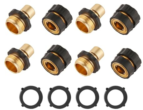 3/4 Garden Hose Quick Connect Fittings, Leakproof Water Hose Connector Set (4 Sets) – Easy Push-Fit for Faucets, Sprinklers & Nozzles