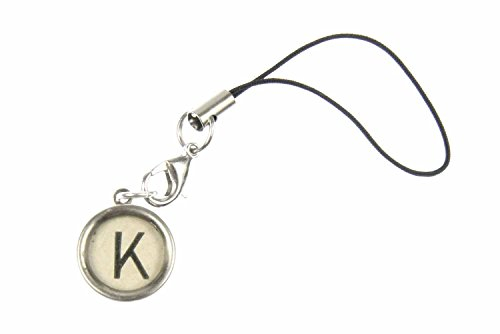 Miniblings ABC alte Schreibmaschinentaste Handyanhänger Wunsch Buchstabe weiß- Handmade Modeschmuck I Anhänger Handyschmuck Schlüsselanhänger, Buchstabe:T