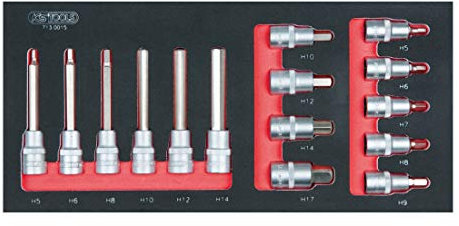 SCS 1/2'' Juego de llaves de vaso, 15 pzs., en sistema modular 1/3