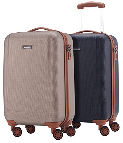 Hauptstadtkoffer - Wannsee - 2 x Handgepäck Koffer-Set Trolley-Set Rollkoffer sehr Leichter Reisekoffer, ABS Hartschalenkoffer 4 Rollen, TSA Zahlenschloss, Champagner & Dunkelblau