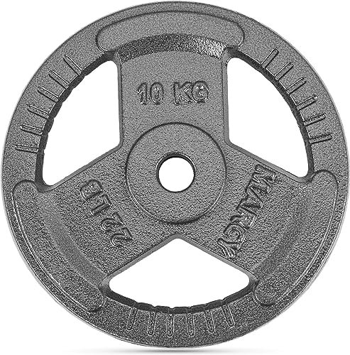 Gymtek Hantelscheiben 30mm, Gewichte Hantelscheiben 10kg, Krafttraining Gewichte, Gewichtscheiben, Gussscheiben Plat, Tri-Grip Hantel Gewicht, Langhantel Bumper Plates, Strength Training Equipment