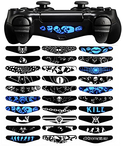 eXtremeRate 30 Stück Light Bar Stickers Decal Aufkleber Sticker Licht Bar Abziehbild für ps4,für ps4 Pro,für ps4 Slim Controller