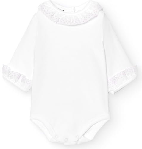 BABIDU Body Neonato Manica Lunga 100% Cotone con Colletto Prato con Pizzo, Body Neonato Realizzato in Morbido Tessuto Anallergico e Traspirante, Abbigliamento Unisex Neonato e Bambina, Prima Indossata