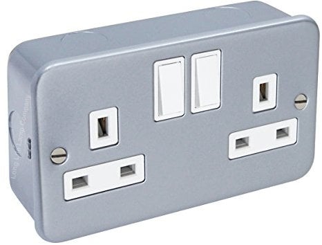 13 Amp Metal Clad Socket 2 Gang Switched Socket Outlet