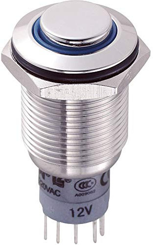 TRU COMPONENTS 701921 LAS2GQH-11E/B/12V/S/P Vandalismusgeschützter Drucktaster 250 V/AC 3 A 1 x Ein/(Ein) tastend Blau