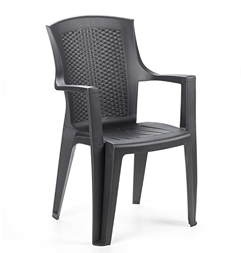 Mojawo Stabiler Stapelstuhl Gartenstuhl Bistrostuhl Gartensessel stapelbar Rattan-Optik Balkonmöbel Gartenmöbel Anthrazit