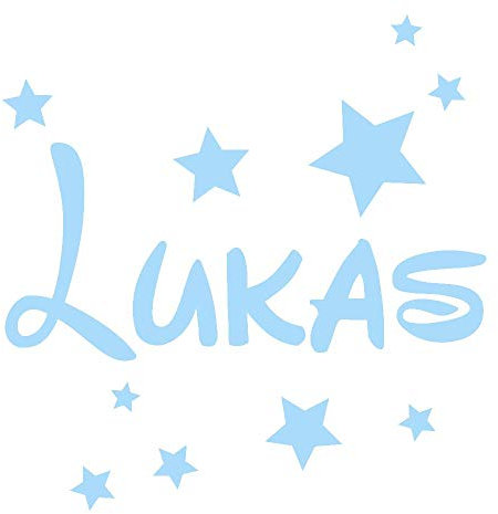 timalo® Wandtattoo mit Namen für Kinder – inkl. Sterne – personalisierbar für Jungen und Mädchen | 73077b-pastellblau-29cm-10sterne