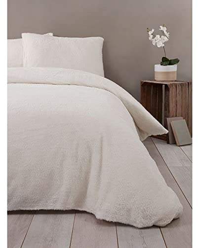 Rapport Home Teddy Fleece Duvet Set, Single Cream - 2 Pieces Including Duvet Cover & Pillowcase