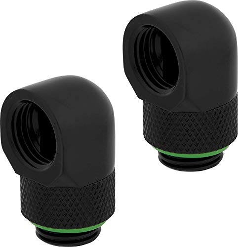 Corsair Hydro X Series 90° Abschlüsse Adapter Drehbar (Doppelpack, G1/4 Zoll BSPP Adaptergewinde, Messing Gefertigt Haltbarkeit, Sicherer Drehmechanismus, Ausgelegt auf hohe Durchflussraten) schwarz