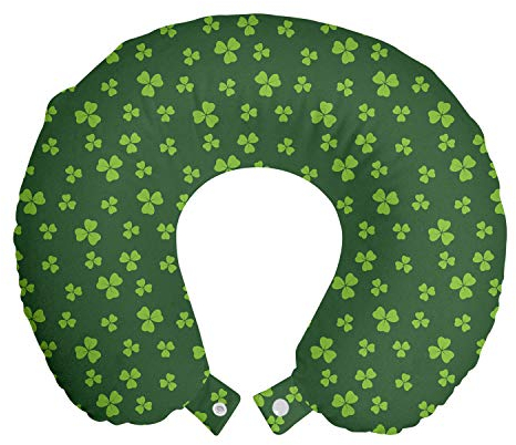 ABAKUHAUS Blumen Reisekissen Nackenstütze, Mini Shamrock-Blätter-Muster, Schaumstoff Reiseartikel für Flugzeug und Auto, 30x30 cm, Farngrün Lindgrün