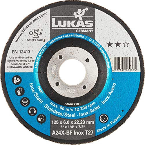 LUKAS Schruppscheibe T27 für Edelstahl 230x6 mm gekröpft | für Winkelschleifer | A24X-BF