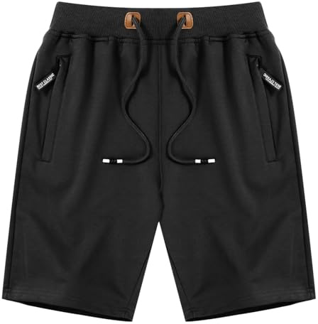 LY4U Pantalones Cortos Deportivos Casuales para Hombre con Bolsillos con Cremallera en la Cintura Elástica