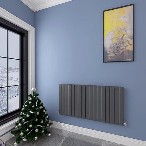 Acezanble∣Horizontal Designer Flat Panel Radiator Anthracite 600x1156mm Double Panel Central Heating