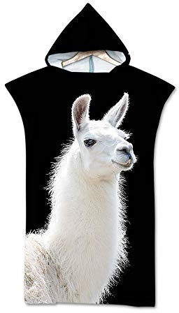 Strand Poncho mit Kapuze, DOTBUY Sommer Handtuch mit Spaß Alpaka Muster für Herren,Damen,Mikrofaser Groß Bademantel,Einfachen Wechsel Sport Surfing Strandtuch (75x110cm,D)