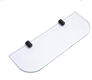 BSM Marketing Estante de cristal de 300 mm con soporte negro mate que soporta la elección de esquinas rectangulares o curvas (esquinas curvas)