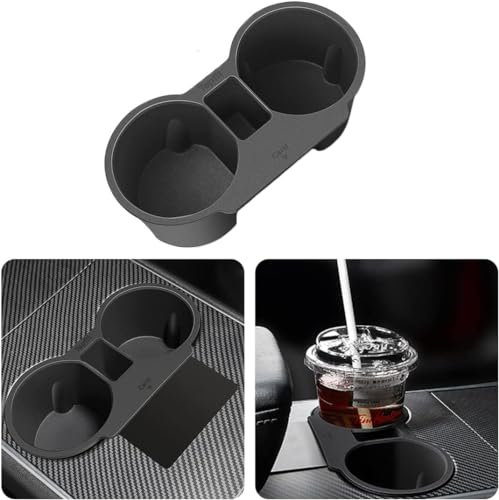 topfit for Tesla Model 3 Model Y Water Cup Holder Insert Center Console Slot Slip Limit Clip Rubber Kit