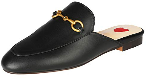 Arqa Mules for Women Leather Slip On Mule Backless Low Heel Loafers Slide Slippers