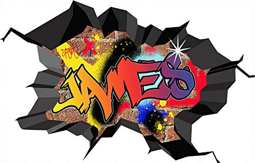 Wandtattoo Graffiti personalisierte benutzerdefinierte Name 3d Loch zerschlagen Wandaufkleber Aufkleber Wandbild