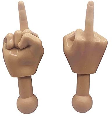 Tiny Hands 11,4 cm Neuheit Spielzeug | Zwei Mittelfinger Hände, Hellbraun