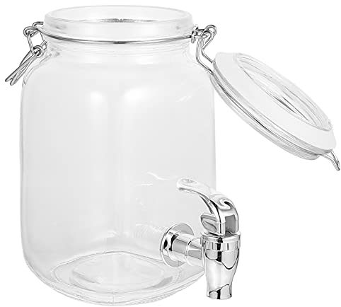 HEMOTON Getränkespender mit Zapfhahn 1 L Einmachglas mit Bügelverschluss Transparent Saftspender Getränke Cocktail Wein Saft Flasche Party Restaurant Küche