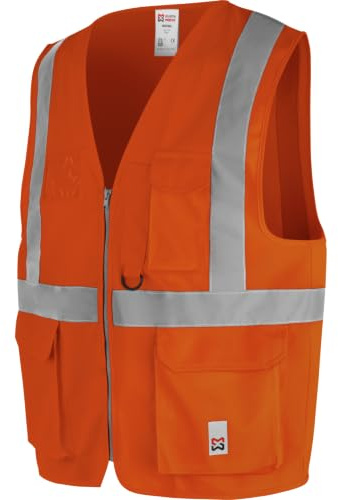 WÜRTH MODYF Warnweste Multipocket für Herren | Reflexstreifen nach EN ISO 20471 Klasse 2 – leichtes Polyester, Zip, 2 große Taschen & Handytasche – für Verkehr & Bau