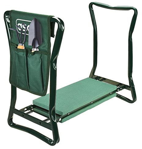 Albert Austin Foldable Garden Kneeler | Garden Pads For Kneeling | Multi Use Portable Bench Stool And Garden Kneeler | Heavy-Duty Knee Cushion For Gardening With Removable Garden Tool Bag