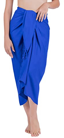 CHAINUPON Womens Beach Pareos Sarong Sheer Long Swimsuit Cover Ups Bikini Wrap Skirt (Navy Blue)