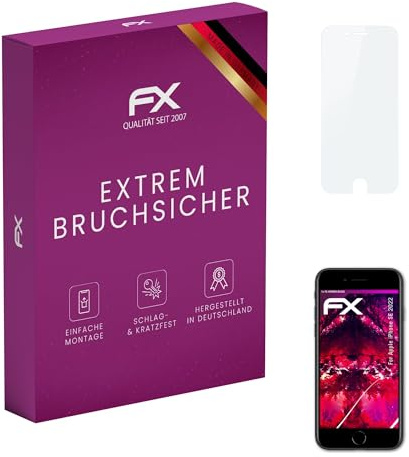 atFoliX Glasfolie kompatibel mit Apple iPhone SE 2022 Displayfolie, 9H Hybrid-Glass FX Schutzpanzer Folie