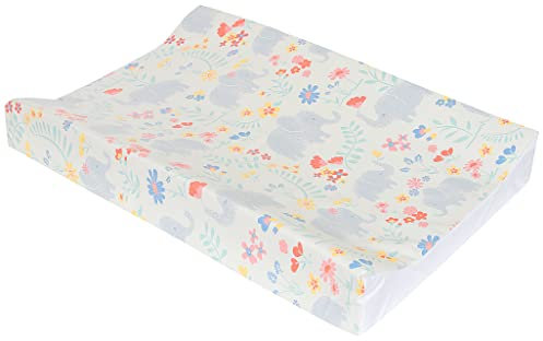 Babycurls Deluxe Anti-Roll PVC Wedge Nappy Baby Changing Mat with Curved Sides and Raised Edges for Babies from Birth Upwards Wipe Clean and Waterproof 69 x 45 x 8cm (Pink Floral Elephants)