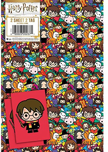 Harry Potter Geschenkpapier, 8 Bögen, 8 Etiketten, Blattgröße 70 x 50 cm, offizielles Produkt, verantwortungsvoll Ressourcen