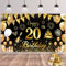 20.Geburtstag Banner Schwarz Gold,BTZO 20.Geburtstag Frauen,Deko 20 Geburtstag Mädchen,20 Geburtstag Hintergrund Banner für 20 Party Geburtstagsdeko