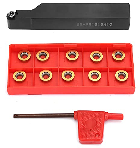 SANON 1 pz SRAPR1616H10 Tornio Portautensili di Tornitura + 10 pz RPMT10T3MO Inserti Lame con Chiave Tornio Tornio Set di Utensili Da Taglio (genere3)