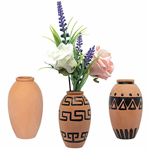Baker Ross FC907 Mini Terracotta Vases - Pack of 4, Flower Pot Painting for Kids, Crafting Kit for Kids