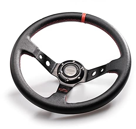 Sportlenkrad Universal 6-Loch-Rennsteuerrad 14 Zoll 350mm PVC Driften Auto Sport Lenkrad Aluminiumrahmen leichtes Gewicht SportlenkräDer (Color : Pink stripe)