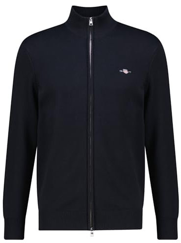 Gant Herren Casual Cotton Zip Cardigan Strickjacke, Schwarz, L EU