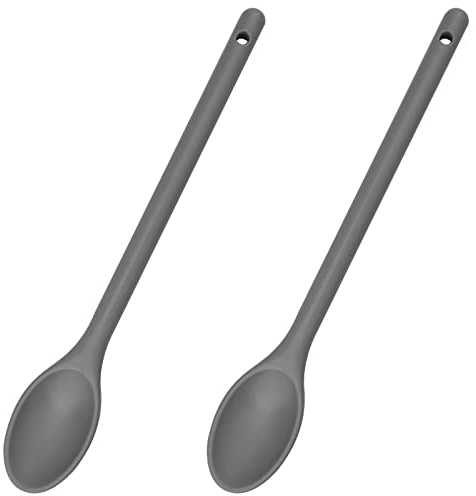Honatrv 2 Pièces Cuillère à Mélanger Antiadhésive en Silicone Cuillère à Mélanger Cuisine Résistante à Chaleur, Long 30cm pour Cuisine Cuisson Mélange et Servir
