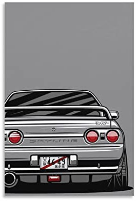 Auto-Poster JDM, Nissan Gtr R34, dekoratives Gemälde, Leinwand, Wandposter und Kunstbild, modernes Familien-Schlafzimmer, Dekoration, Poster, 30 x 45 cm