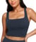 CRZ YOGA Damen Butterluxe Sport BH Gepolstert Ohne Bügel Crop Tops Atmungsaktive Yoga Tank Top Fitness Workout Sports Bra Echte Marine 38