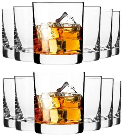 KIAPPO Whiskey Gläser Set 300 ml - 12 Stück Whisky Tumbler Gläser - Kristall Trinkgläser für Scotch Bourbon - Cocktailgläser für Partys - Eventgläser - Partyservice