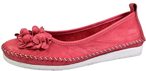 Andrea Conti Damen Ballerina Slipper softes Leder Keilabsatz bequem 0027987, Größe:42 EU, Farbe:Rosa