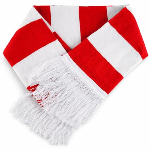 NuJake Rot-weiß gestreifter Schal für Kostüm- und Sportfans, rot, One size