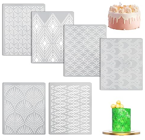 MaikcQ 6 Stück Torten Schablonen 25x20.5cm Cake Stencil Tortenschablone Buttercreme, Kunststoff Kuchen Muster Schablone für Kekse Fondant Dessert Geburtstag Hochzeit Kuchendekoration