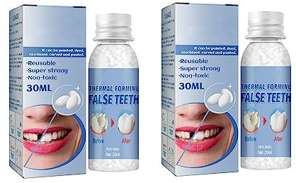 60g Moldable False Teeth Tooth Filling Replacement Thermal Adhesive Fitting Beads Teeth Fixing Tooth Beads Dental Tooth Filler Material Tooth Repair Kit for Missing Broken Fake Chipped Teeth