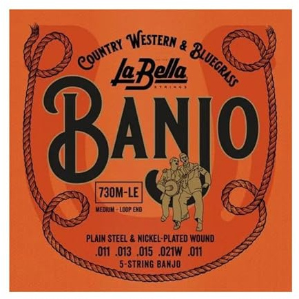 La Bella 730M-LE Medium Loop-Ends 5- Banjo strings 11-11