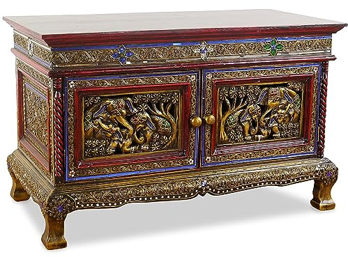 livasia Glasmosaik Schrank, Asiatische Kommode, Sideboard, Lowboard, nachhaltig und handgefertigt in Thailand, 80x40x50cm