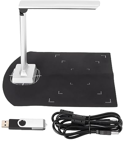 Tragbarer Dokumentenscanner, USB-Dokumentenkamera, 12-MP-Kamera, mit LED-Leuchten, OCR-Texterkennung, Projektion und Videoaufzeichnung