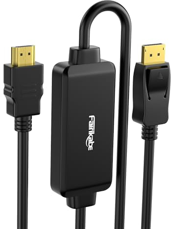 fairikabe Câble HDMI vers Displayport, câble HDMI vers DP de 2 m, câble de moniteur source HDMI vers DisplayPort unidirectionnel, compatible pour Xbox One/360/PS4/PS5/Mac Mini, PC vers moniteur