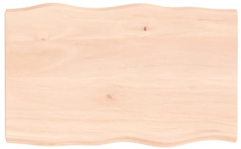 INLIFE Tischplatte 80x50x4 cm Massivholz Eiche Unbehandelt Baumkante,8,2 KG,363876