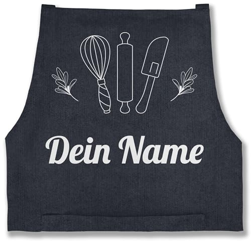 Schürze - Backschürze - Dein Name I Geschenkidee Backen personalisiert I Hobbybäckerin I Weihnachten I Muttertag I Geburtstag I Hobbybäcker - 85x69 - Jeans Blau - geschenke für