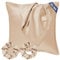 Seiwohl Satin Kissenbezug 80x80 2er Set, Weich wie Seidenkissenbezug Silk Pillowcase, Vegane Seide Kopfkissenbezug Kissenhülle Seidenkopfkissen für Haar und Haut mit Haargummis, Champagner